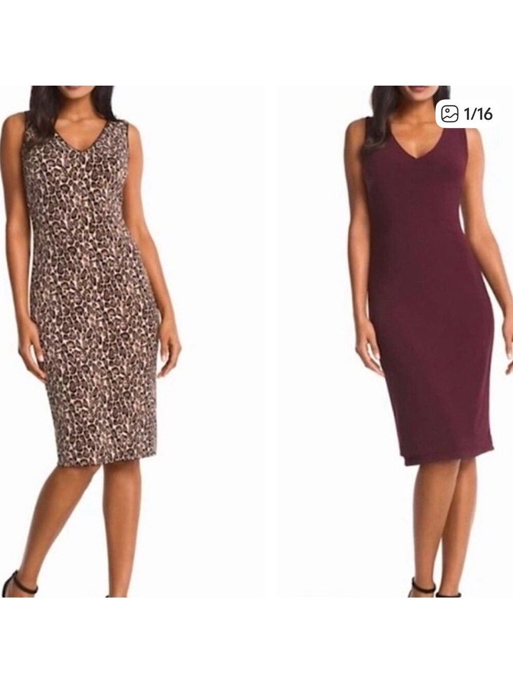 WHBM Reversible Leopard Print/ Cabernet Sheath Dress, Size S
